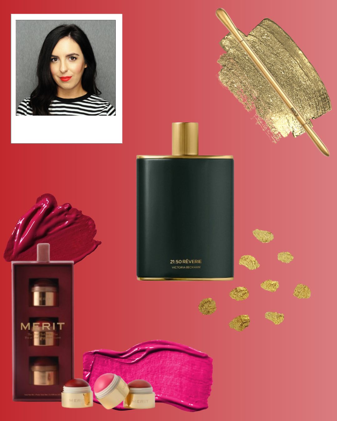 an image of Beauty Editor Stephanie&#039;s Christmas beauty picks on an ombre background