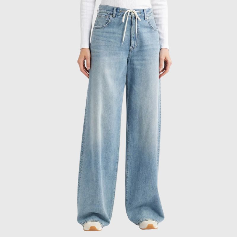 Superwide Leg Drawstring Jeans on model