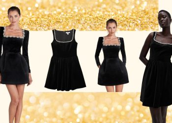 This velvet black dress is a great option for NYE