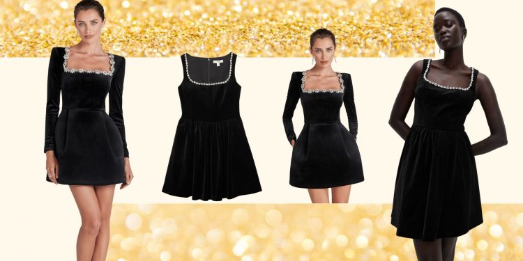 This velvet black dress is a great option for NYE