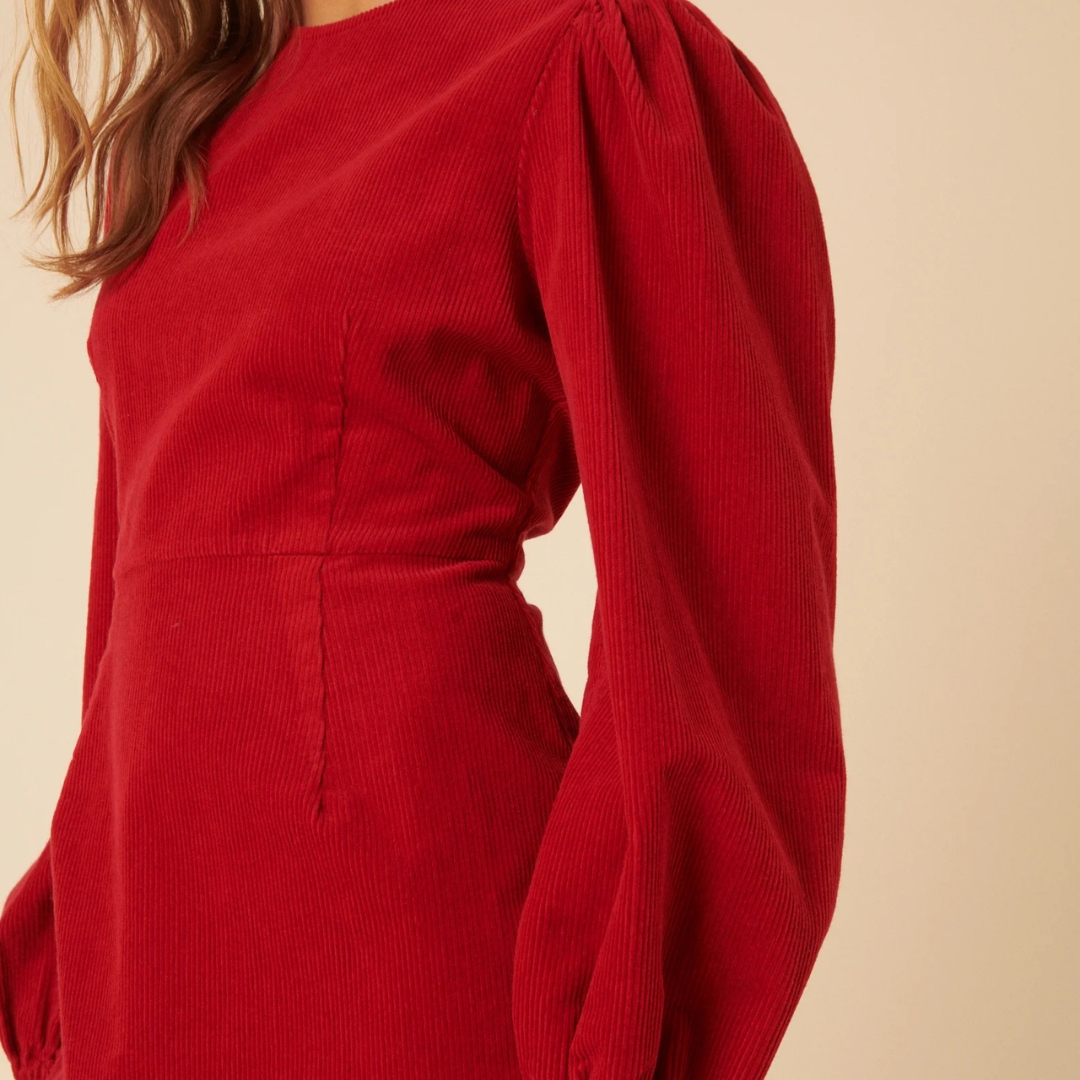 Nobodys Child Red Cord Ballon Sleeve Mini Dress