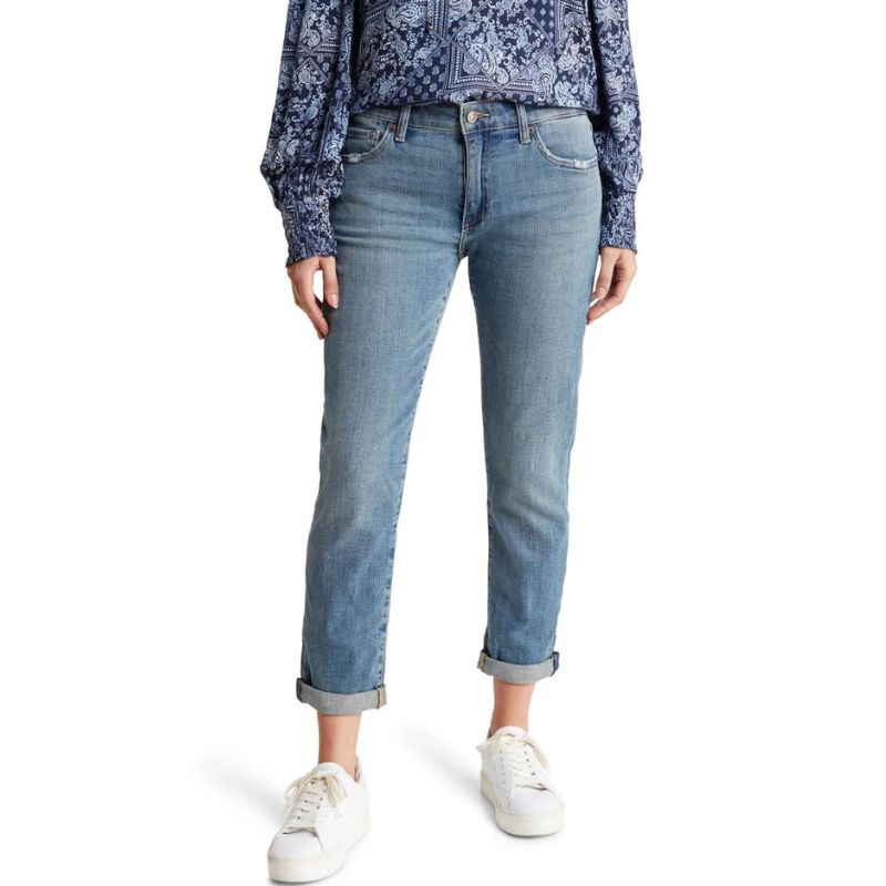 Lucky Brand Sienna Crop Cuffed Slim Boyfriend Jeans on model