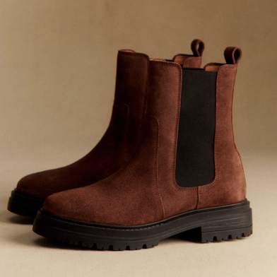 Sezane brown suede chelsea boots