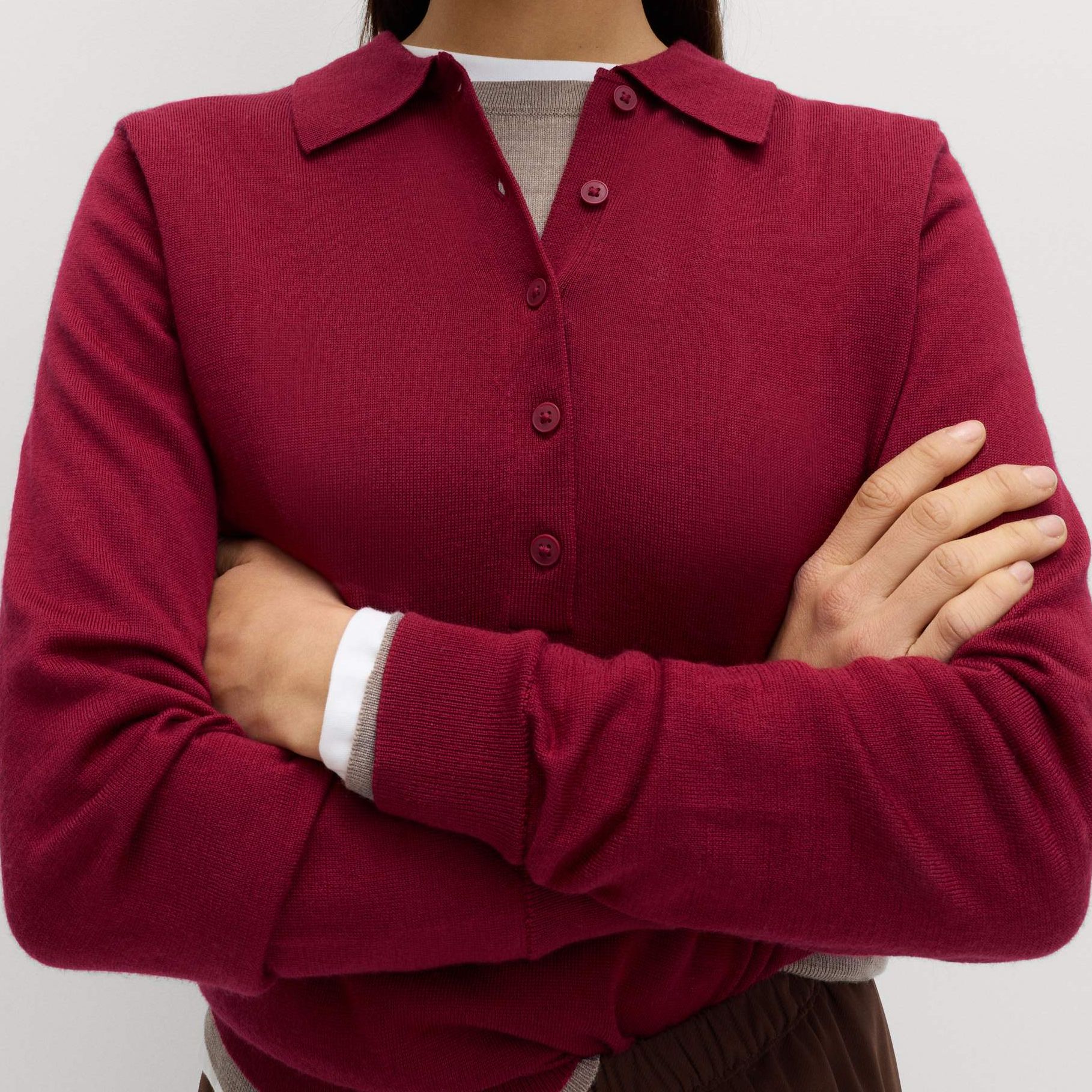 Pure Merino Wool Collared Button Front Jumper