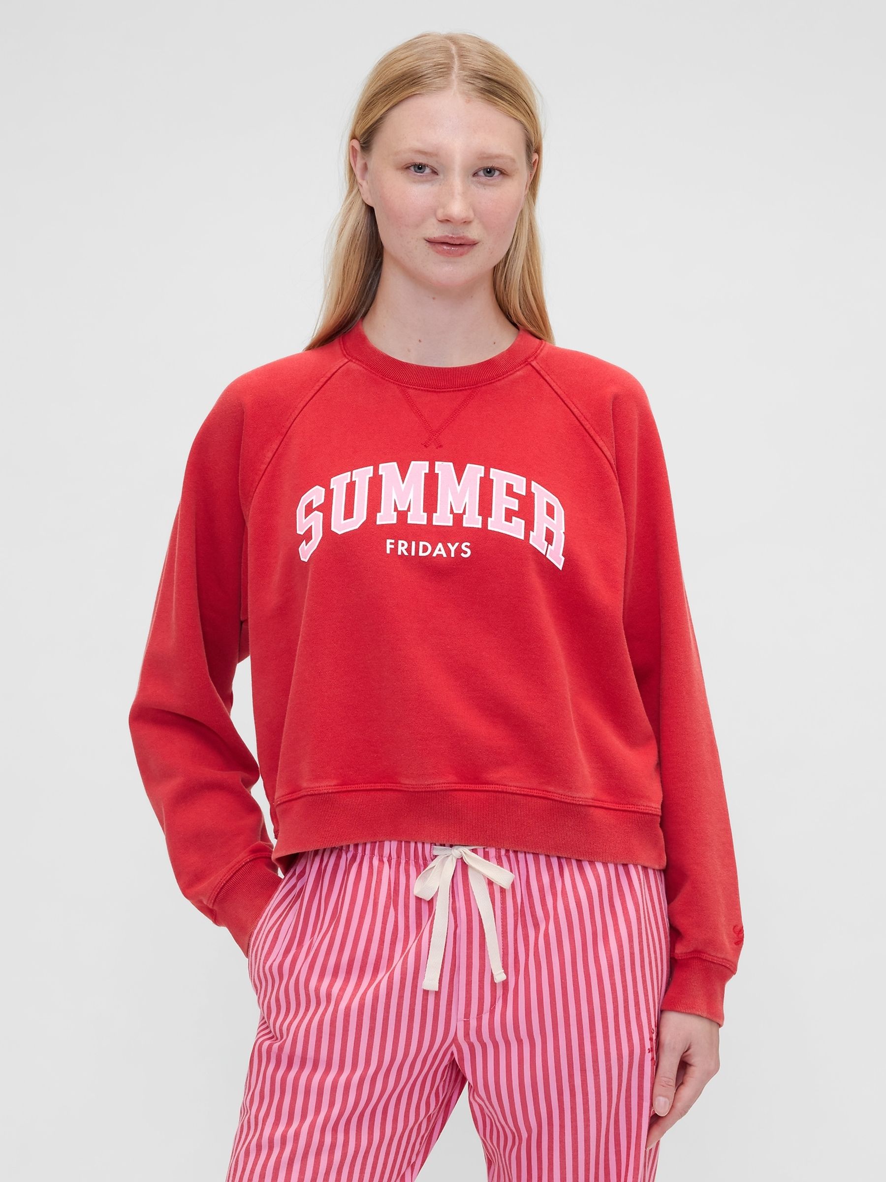 Gap X Summer Fridays Red Oversized Raglan Logo Sweatshirt