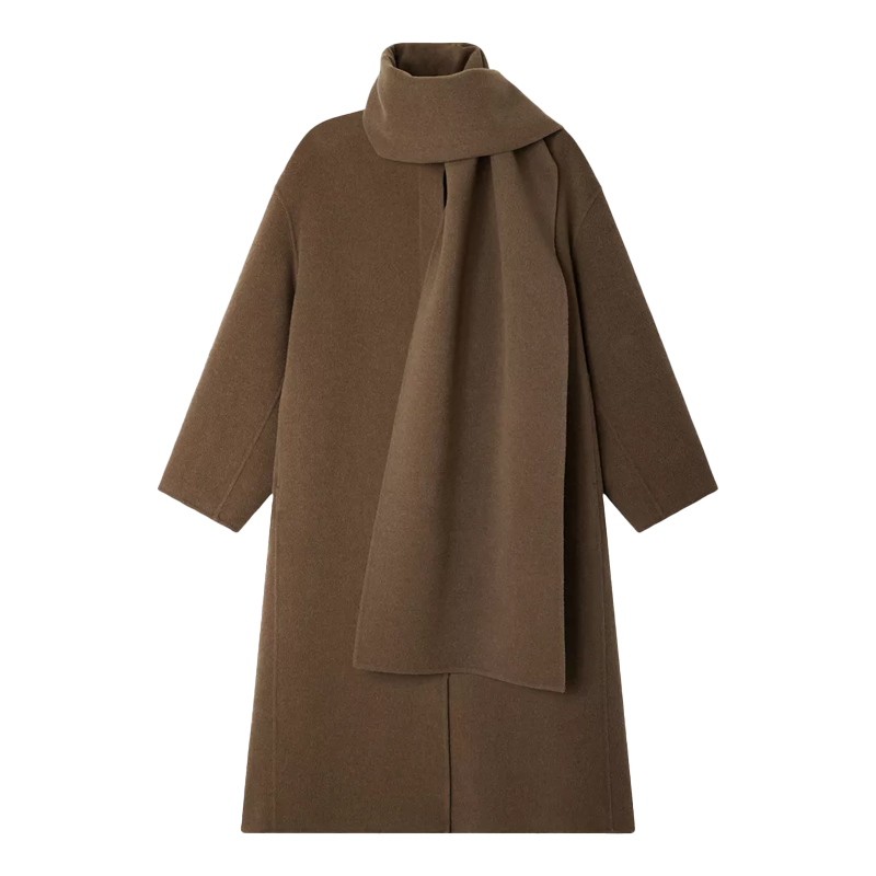 Brown wool scarf coat, Souer