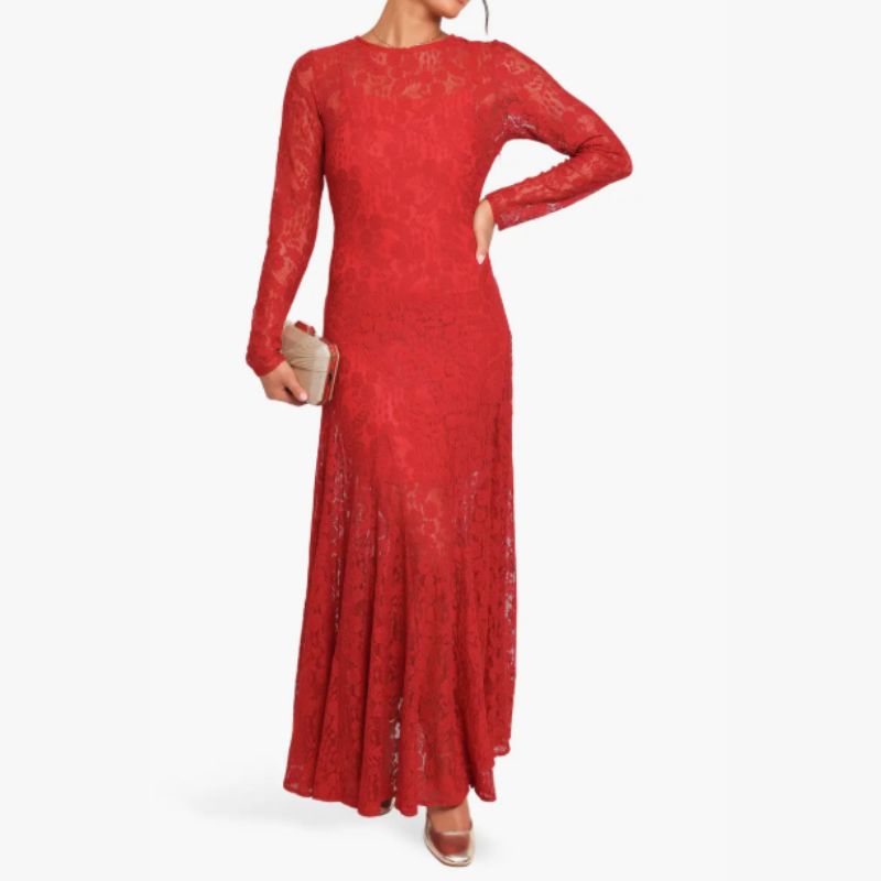 red lace maxi dress