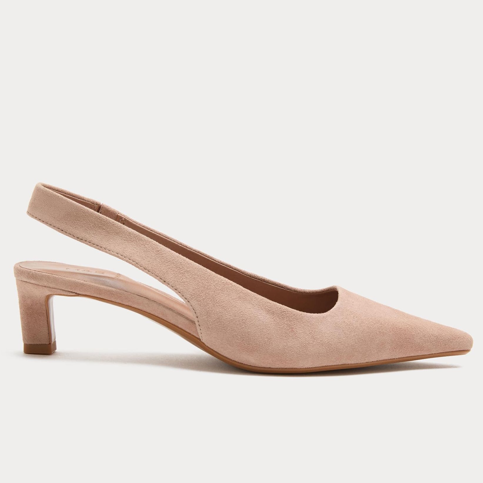 Suede Kitten Heel Pointed Slingback Shoes