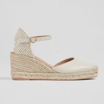Marissa Cream Leather Ankle Strap Espadrilles