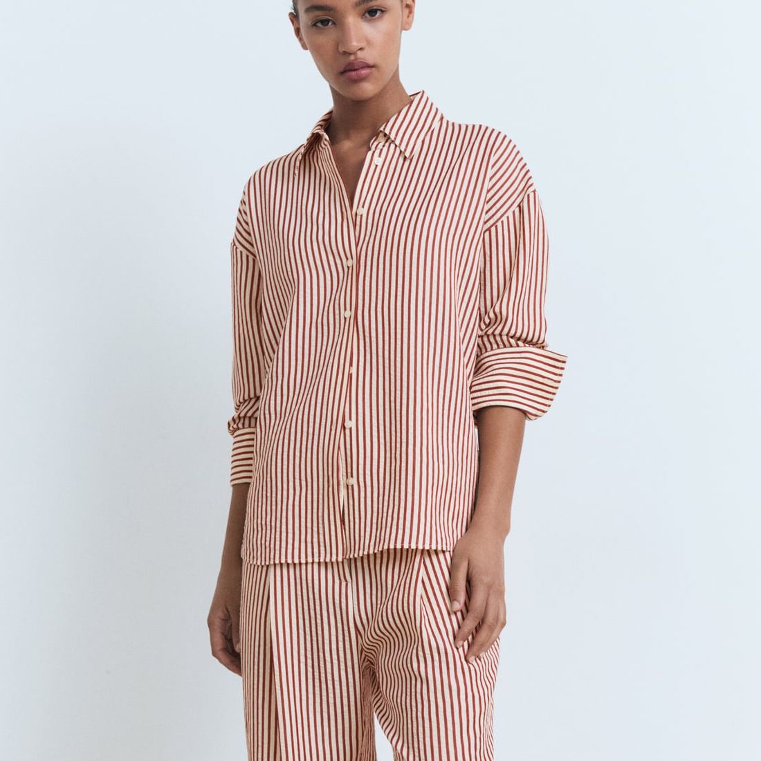 Striped Straight Shirt - Women | Mango United Kingdom
