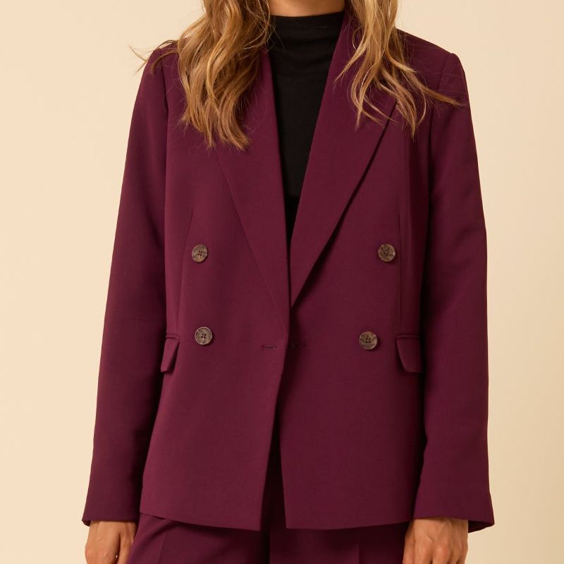 Burgundy Alicia Double Breasted Blazer