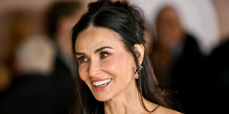 Demi Moore wears Birkenstock shearling Arizonas in the snow