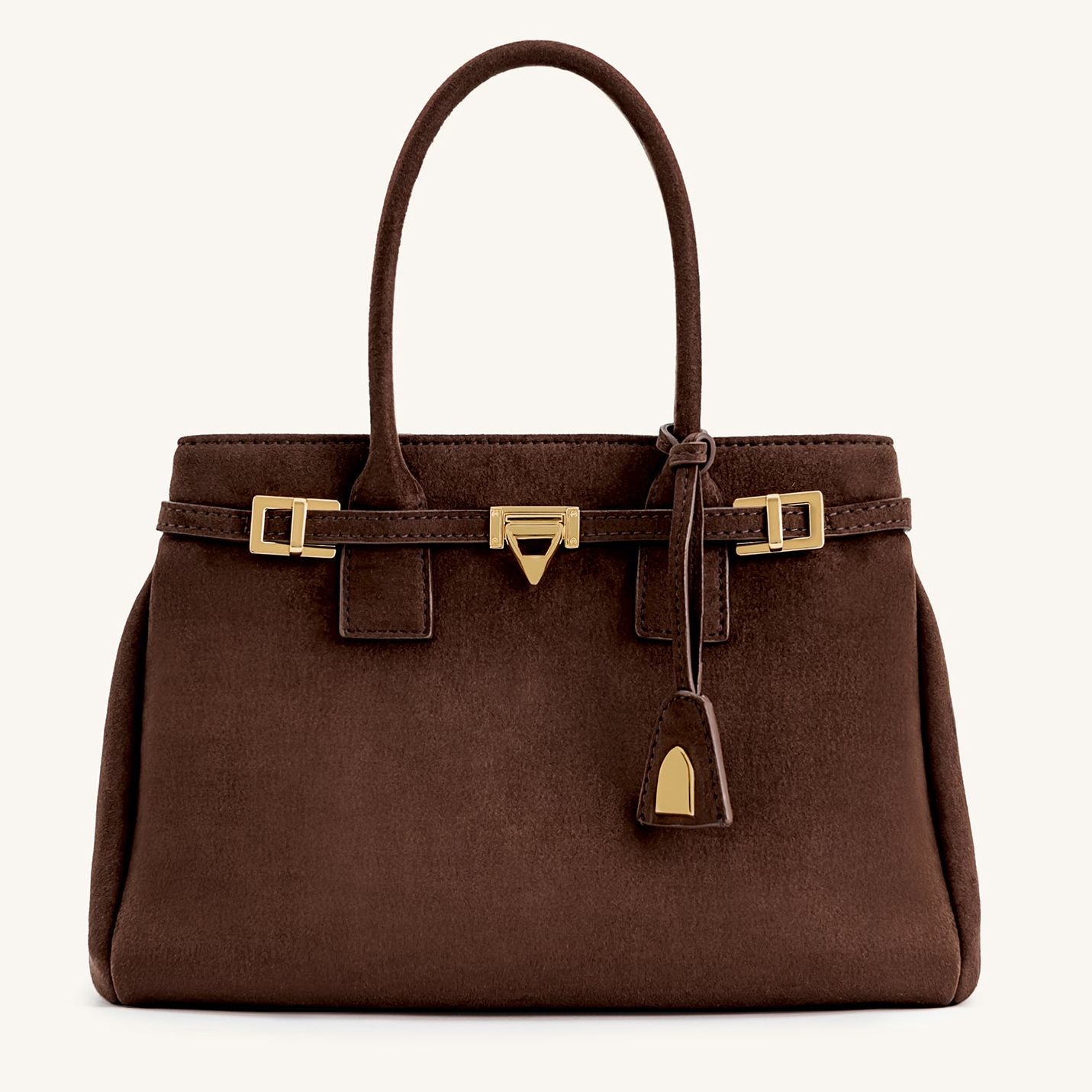 Miley Belt Embellished Tote Bag - Brown