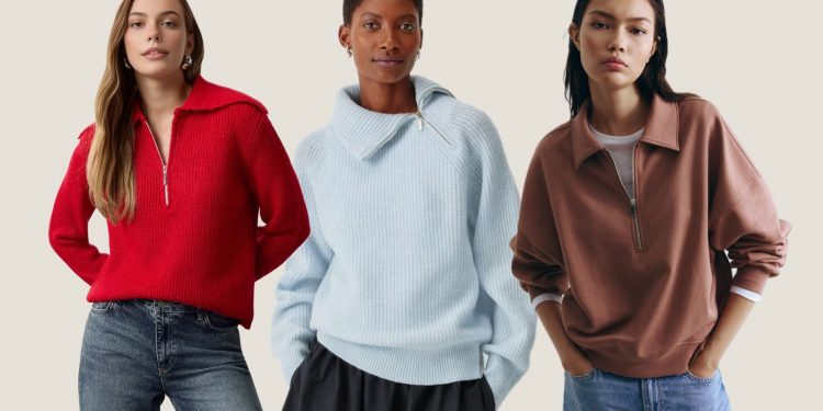 Pep up your wardrobe with a trending quarter-zip sweater