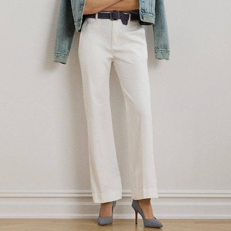 Stretch Cotton Flare Leg Chinos