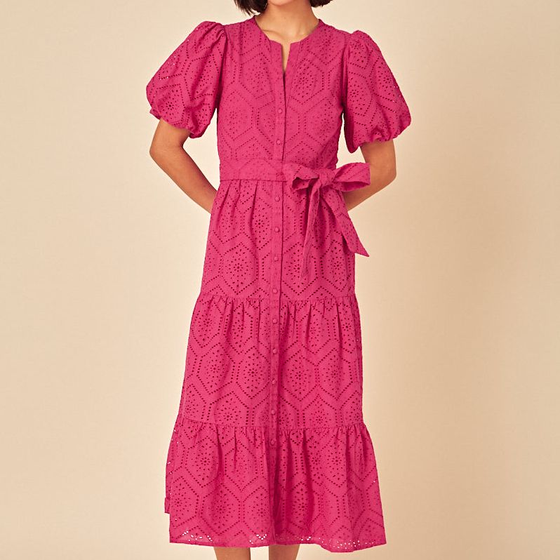 Pink Broderie Anglaise Marla Midi Dress