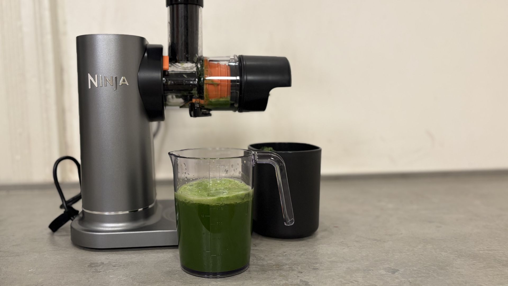 Testing the Ninja Cold Press Juicer on the counter
