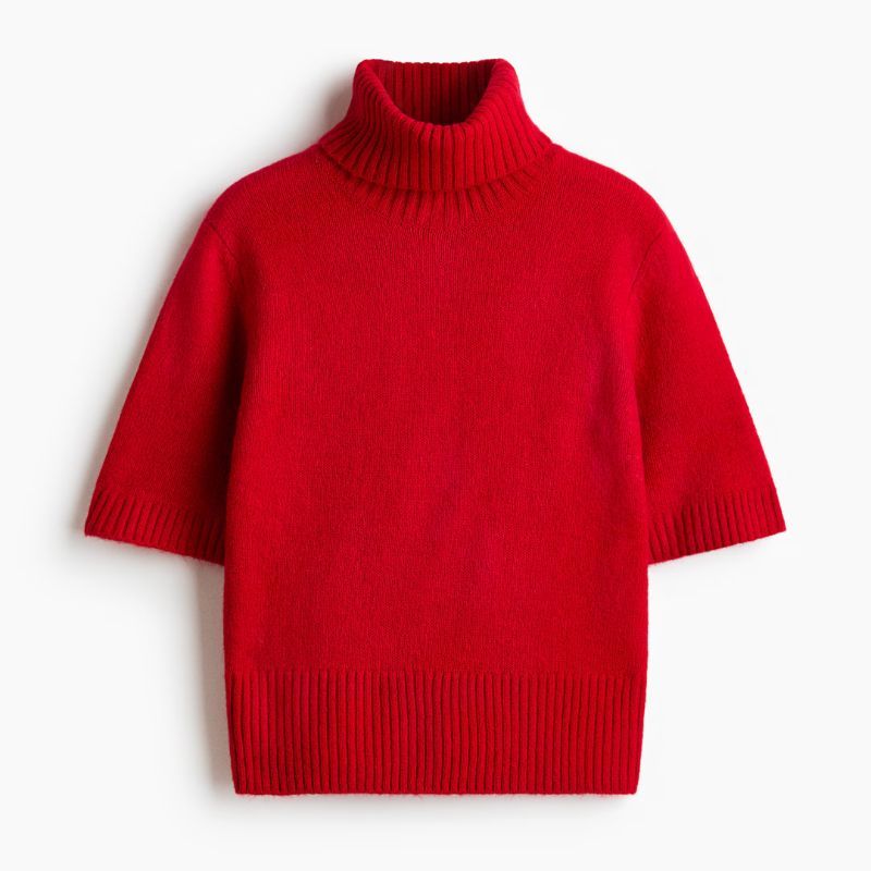Red roll neck with short sleeve