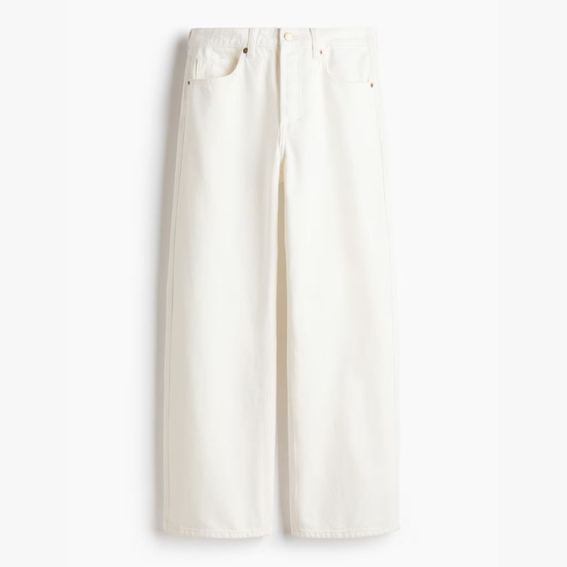 H&amp;amp;M white wide leg denim jeans