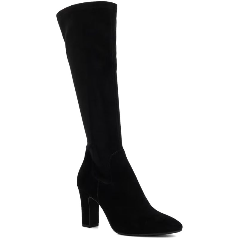 Dune London black suede knee high boots