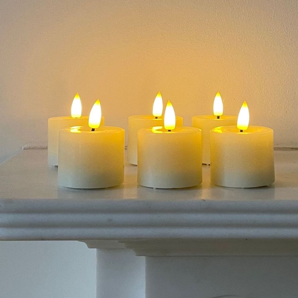 Lights4Fun 6 Ivory TruGlow LED Mini Votive Candles