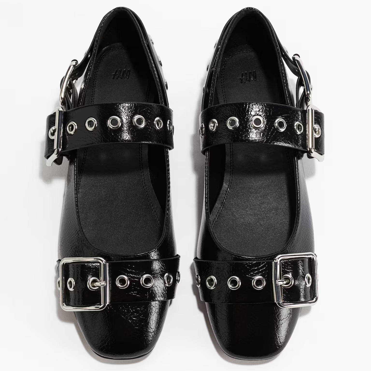 H&amp;amp;M buckle and eyelet detail ballet flats