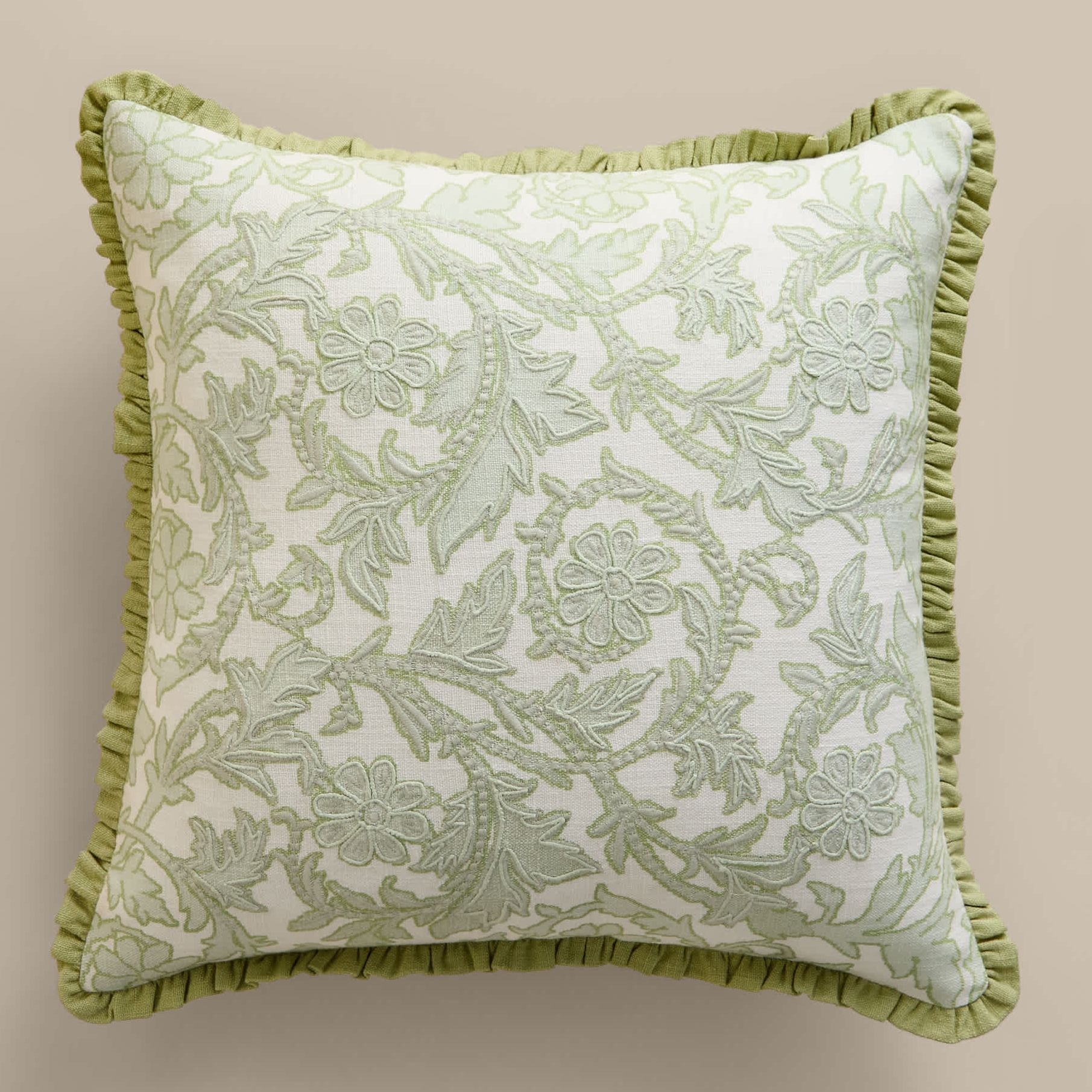 Pure Cotton Floral Embroidered Cushion