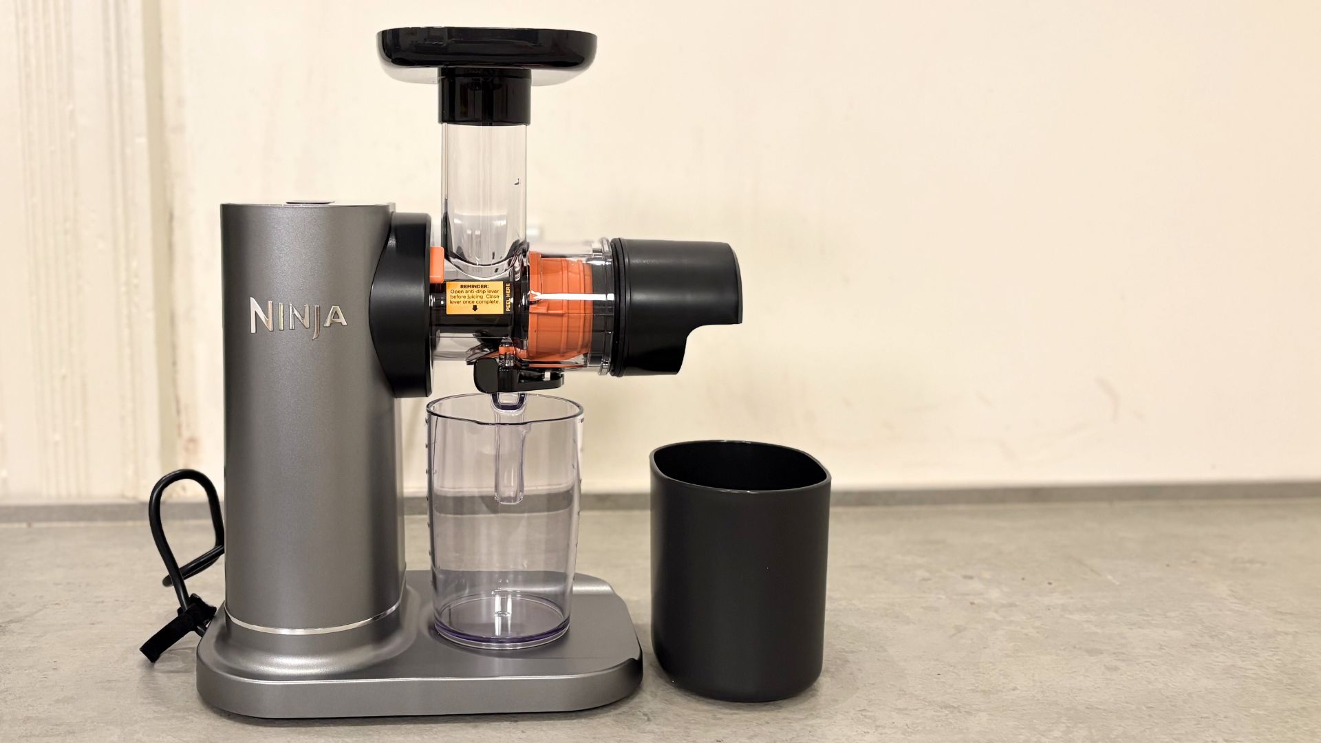 Testing the Ninja Cold Press Juicer on the counter