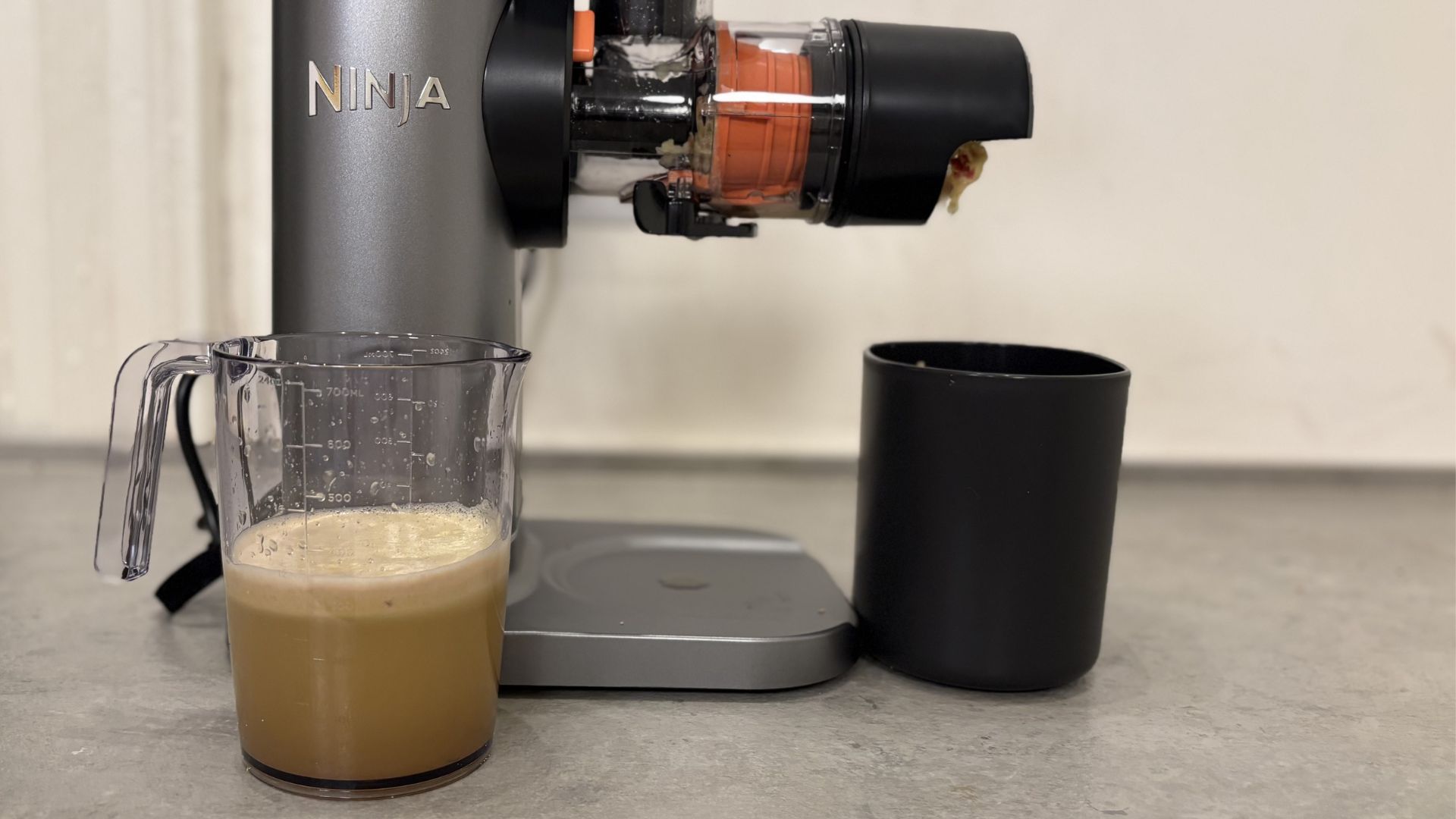 Testing the Ninja Cold Press Juicer on the counter