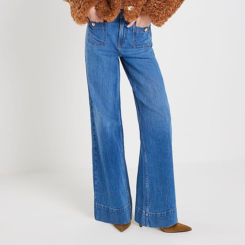 River Island , High Waisted Front Pocket Palazzo Jeans