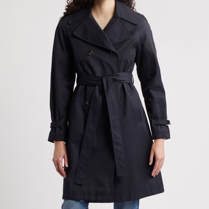 Water Resistant Cotton Blend Trench Coat