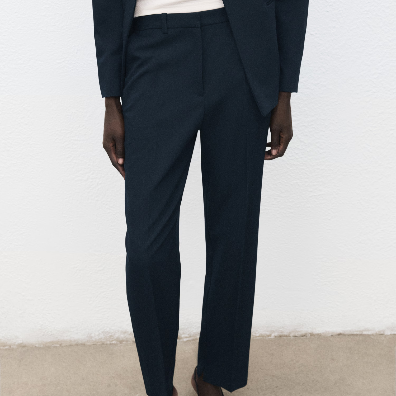 Mango straight, navy tailored trousers