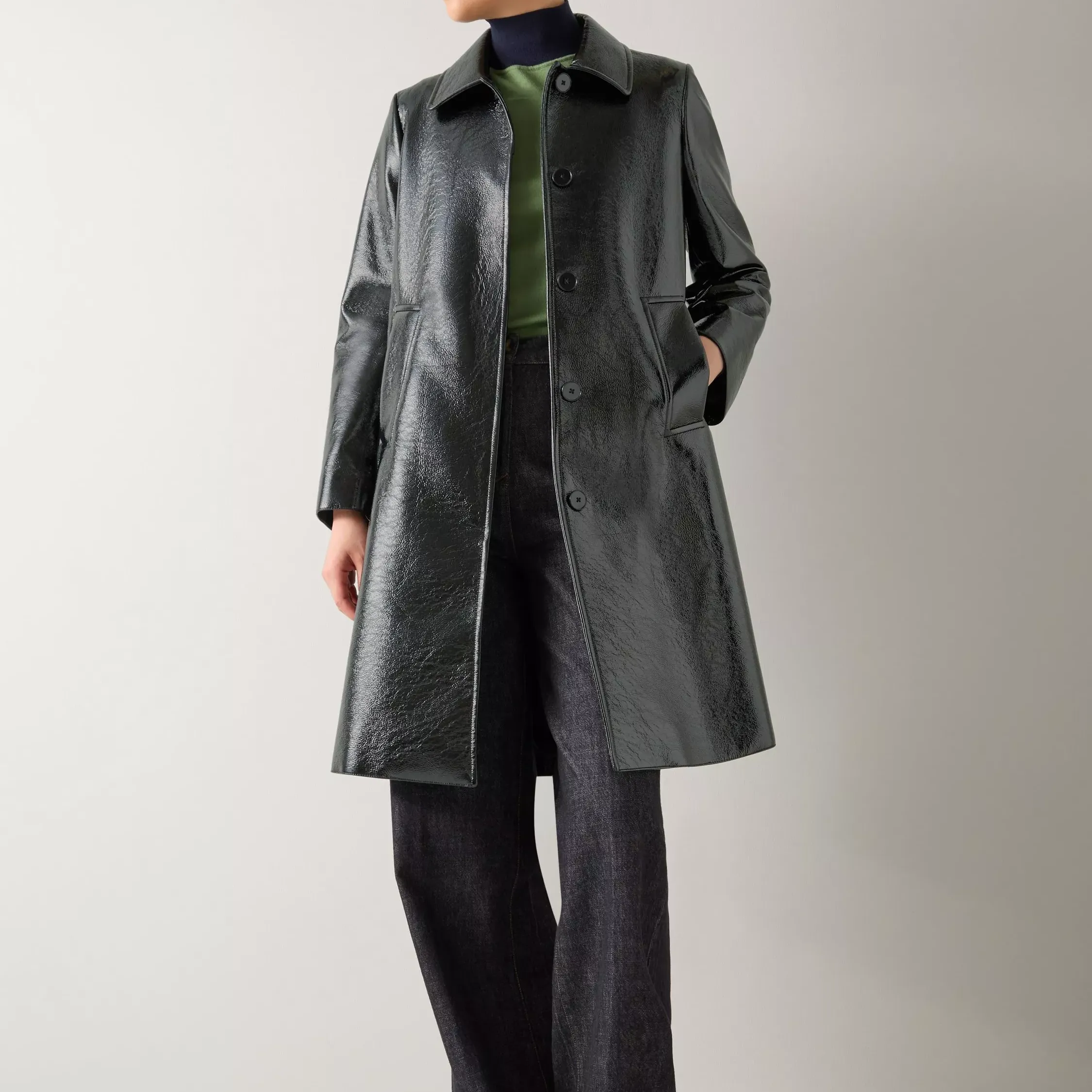 L.k.bennett Arden Patent Swing Coat, Black