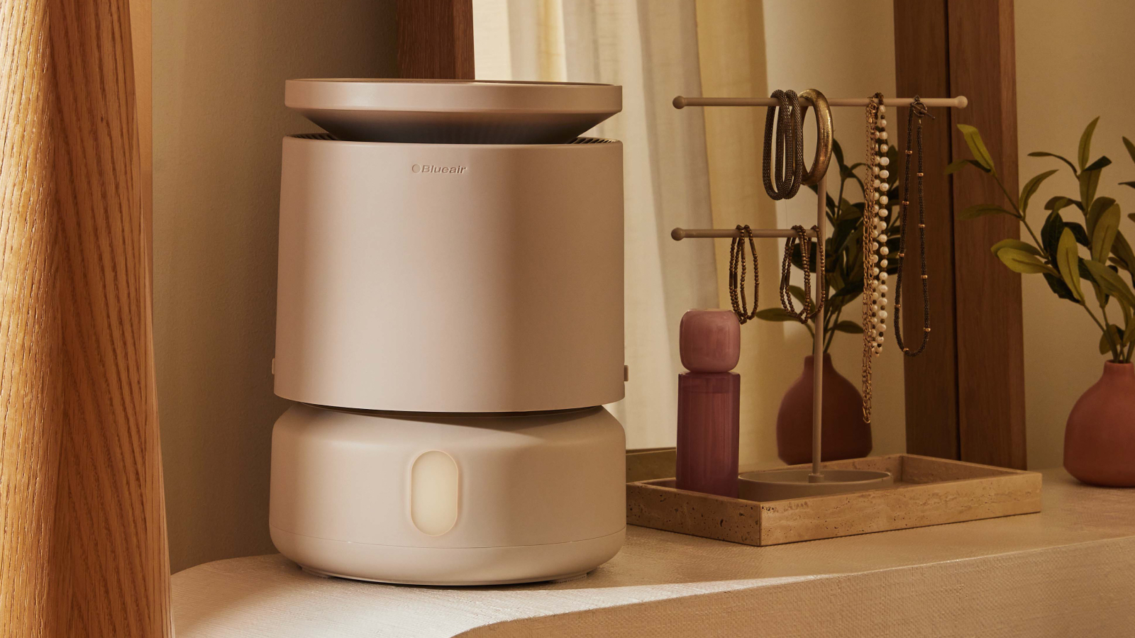 Blueair DreamWell Humidifier next to jewellery stand
