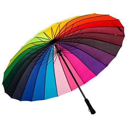 Lancoon 24 Ribs Large Umbrella Fashion Long Handle Straight Anti-Uv Sun/rain Stick Umbrella Ks07rainbow