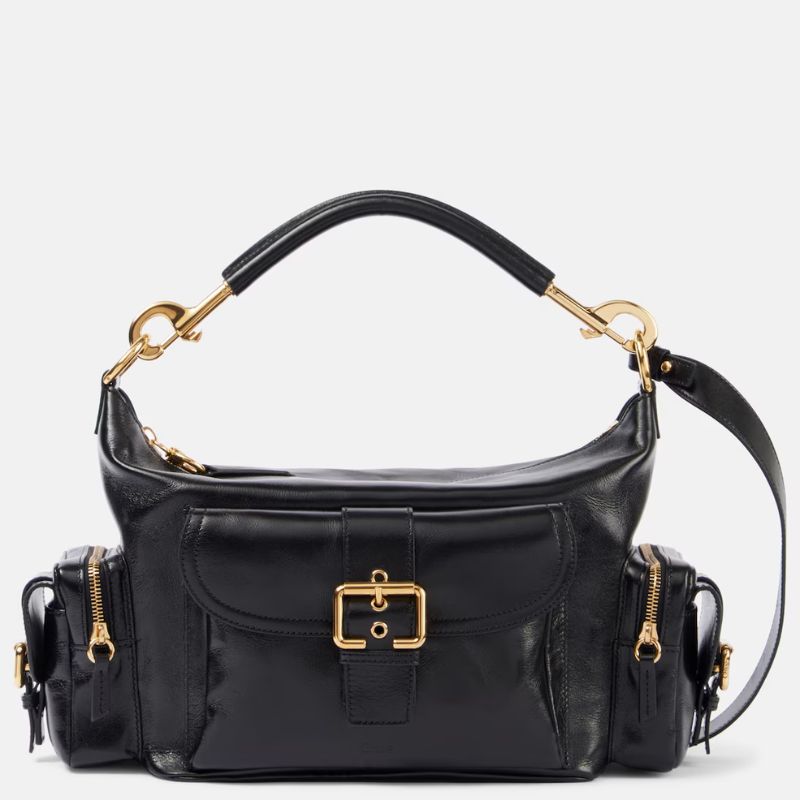 Medium leather camera bag cut out