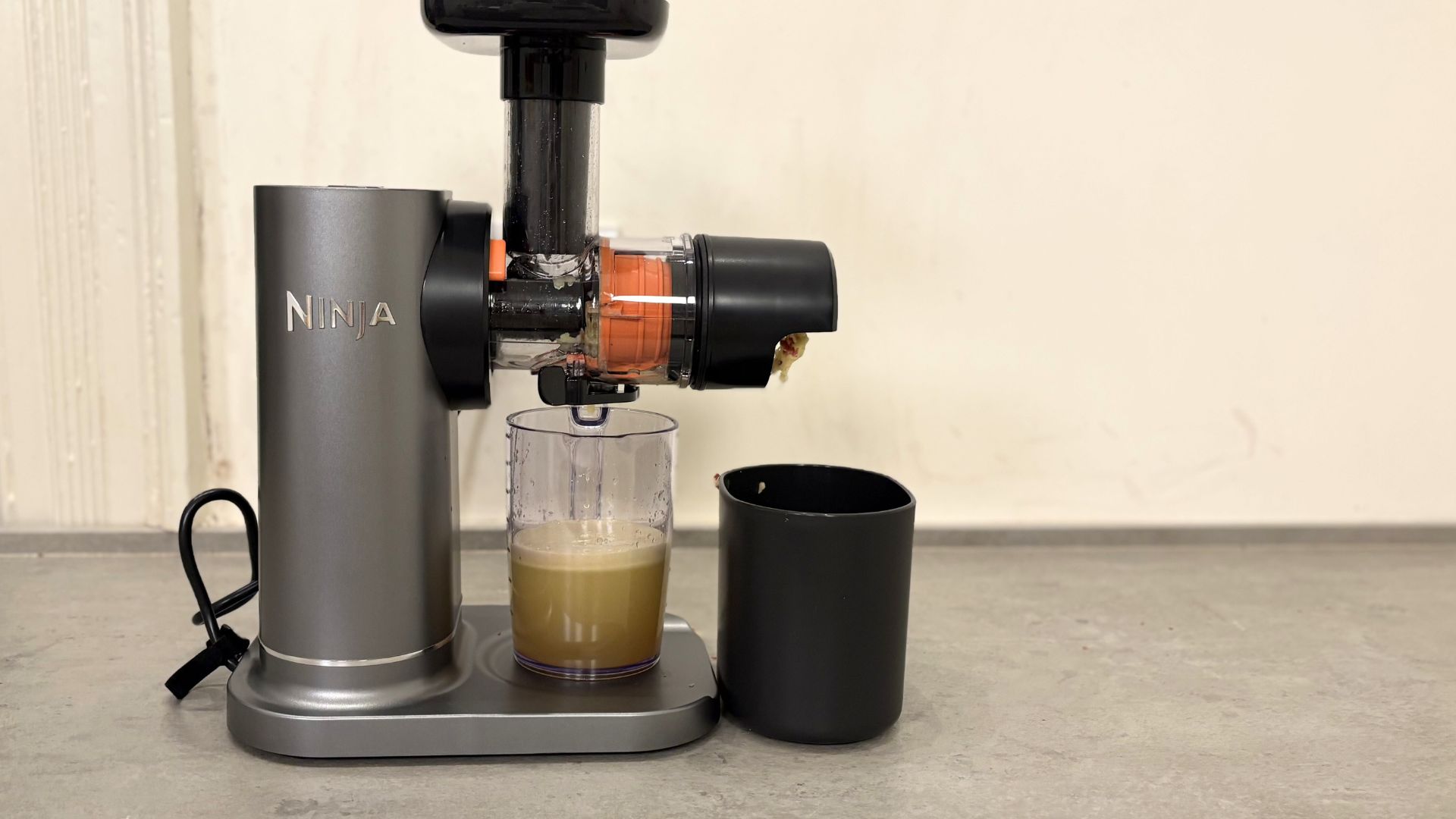 Testing the Ninja Cold Press Juicer on the counter