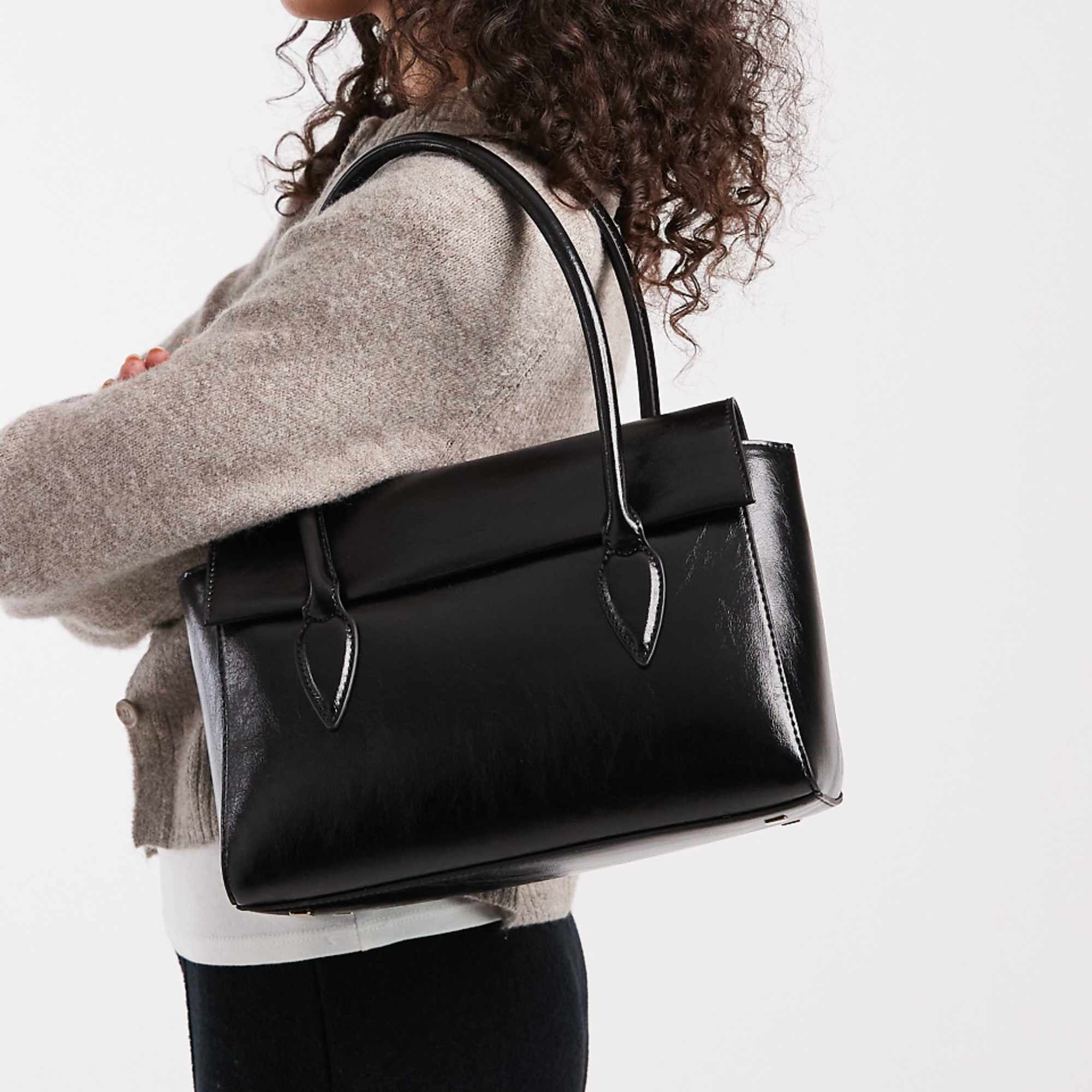 Asos Design Structured Shoulder Bag in Black