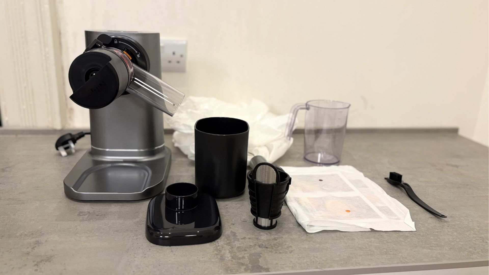 Testing the Ninja Cold Press Juicer on the counter