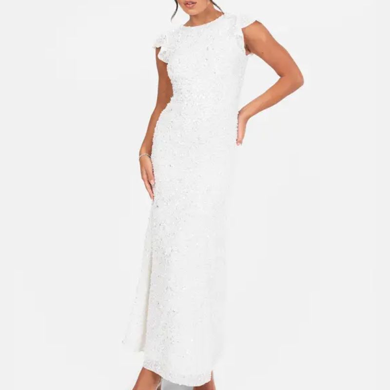 Karen Millen, white sequin midi dress