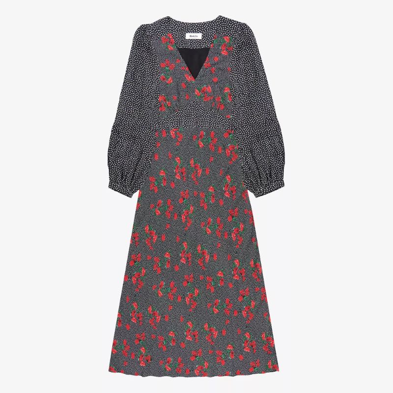 floral and polka dot dress