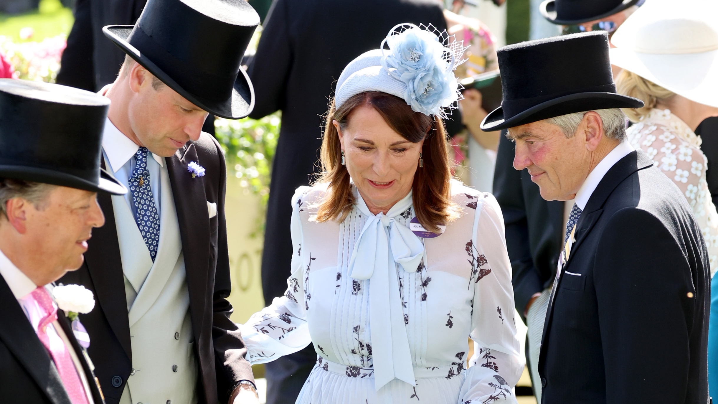 Prince William, Prince of Wales, Carole Middleton and Michael Middleton attend day two of Royal Ascot 2024