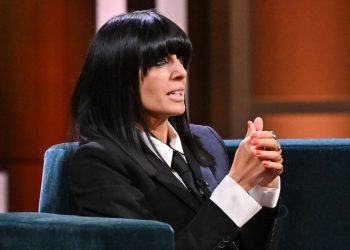 Claudia Winkleman makes ice blue and chestnut brown look so stylish