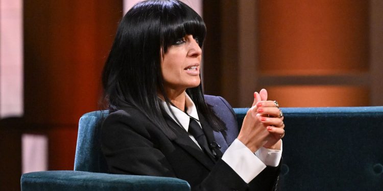 Claudia Winkleman makes ice blue and chestnut brown look so stylish