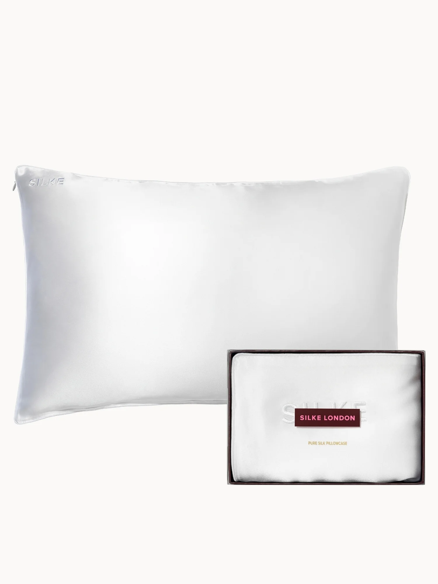 Silke Silk Pillowcase - Queen - White